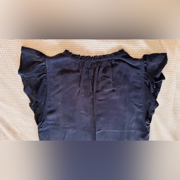 EVEREVE Cupro Navy Blue Ruffle Hem Mini Dress - Super SOFT Fabric!! - Picture 10 of 16